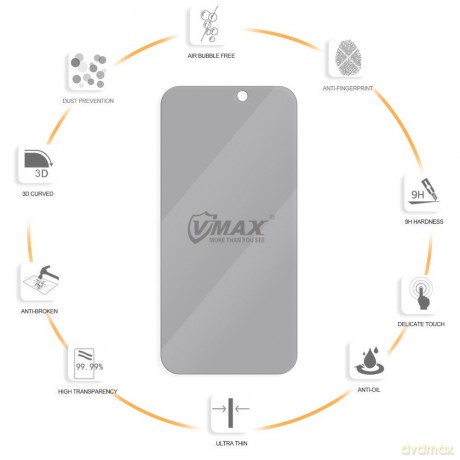Vmax szkło hartowane 0.33mm 2,5D high clear privacy glass do iPhone 14 6,1