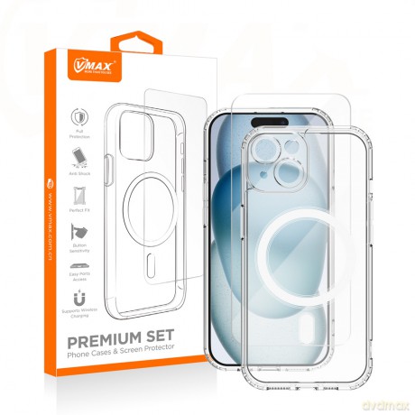 Vmax zestaw nakładka Mag + szkło 2,5D premium do iPhone 15 6,1