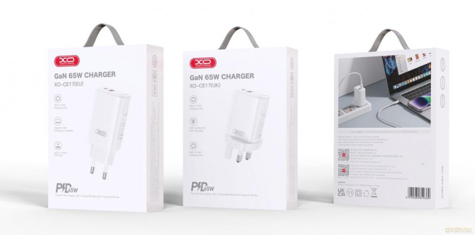 XO ładowarka sieciowa CE17 PD 65W 1x USB-C 1x USB biała