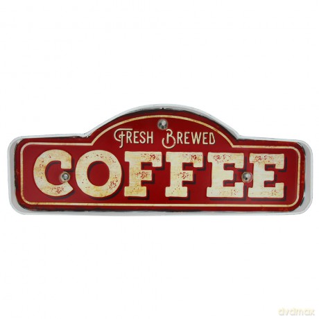 Znak Metalowy RETRO LED Fresh Brewed Coffee Forever Light