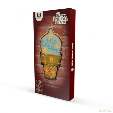 Znak Metalowy RETRO LED Ice Cream Forever Light