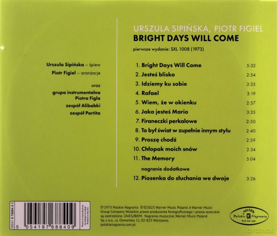 Urszula Sipinska: Bright Days Will Come [CD]