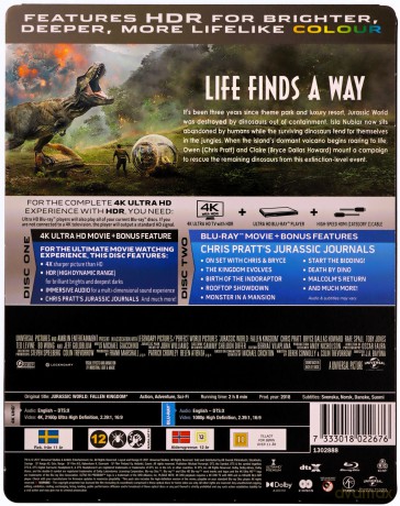 Jurassic World Upadłe królestwo (steelbook) [Blu-Ray 4K]+[Blu-Ray]