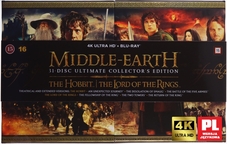 Śródziemie. Kompletna Kolekcja: Hobbit Trylogia | Władca Pierścieni Trylogia [BOX] [15xBlu-Ray 4K]+[16xBlu-Ray]