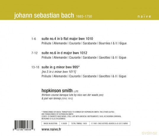 Hopkinson Smith: Bach Suites 4,5,6 [CD]
