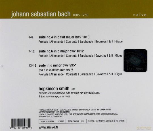 Hopkinson Smith: Bach Suites 4,5,6 [CD]