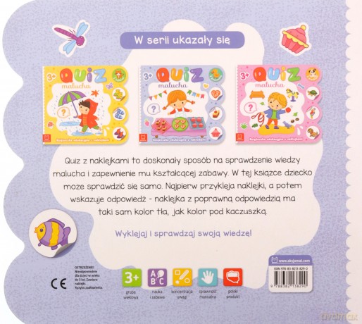 Książeczka edukacyjna z naklejkami z kaczuszką. Quiz malucha 3+ - Katarzyna Łanocha [KSIĄŻKA]