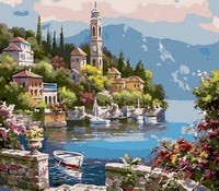 Malowanie po numerach Miasto nad jeziorem