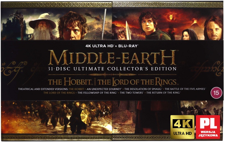 Śródziemie. Kompletna Kolekcja: Hobbit / Władca Pierścieni [BOX] [12xBlu-Ray 4K]+[19xBlu-Ray]