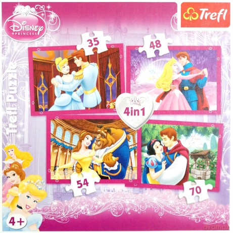 TREFL 4w1 Księżniczki: Zakochane pary (Disney) Princess (34110) [PUZZLE]