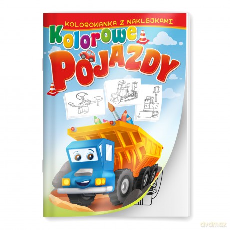 Kolorowe pojazdy. Kolorowanka z naklejkami - Opracowanie zbiorowe [KSIĄŻKA]