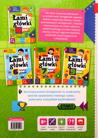 Łamigłówki 8-letniej główki. Labirynty, krzyżówki, zadania logiczne - Opracowanie zbiorowe [KSIĄŻKA]