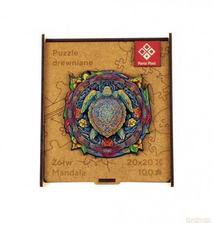 PANTA PLAST 100 el. drewniane A4 Żółw Mandala [PUZZLE]