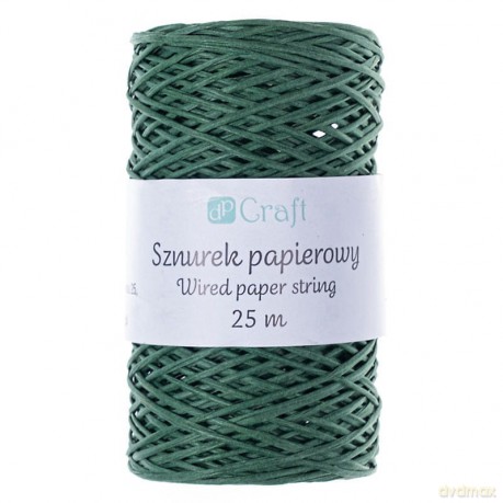 Sznurek papierowy z drucikiem zielony 25 m