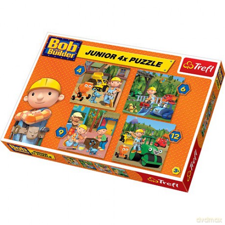 TREFL 4/6/9/12 Bob budowniczy: Junior - Wesoły dzień Boba (36113) [PUZZLE]