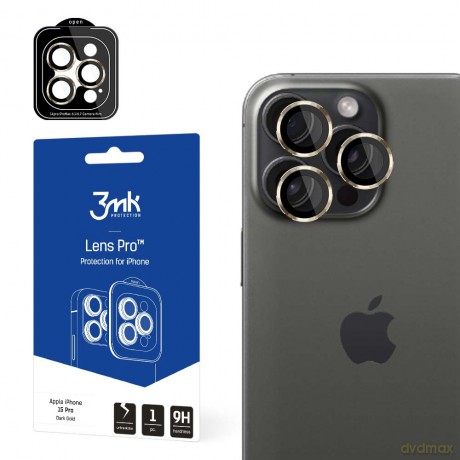 Ochrona na obiektyw aparatu do Apple iPhone 15 Pro - 3mk Lens Protection Pro Dark Gold