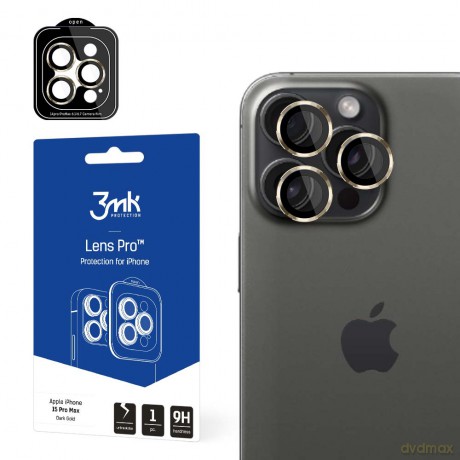 Ochrona na obiektyw aparatu do Apple iPhone 15 Pro Max - 3mk Lens Protection Pro Dark Gold