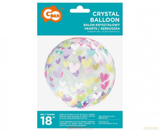 Balon Aqua kry ształowy serduszka 30 cm