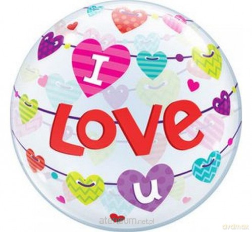 Balon foliowy I Love U Banner Hearts 55 cm