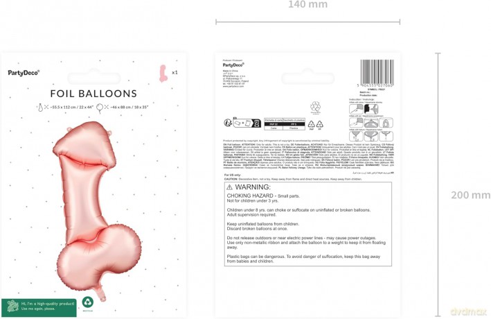 Balon foliowy Penis różowe złoto 55.5x112 cm