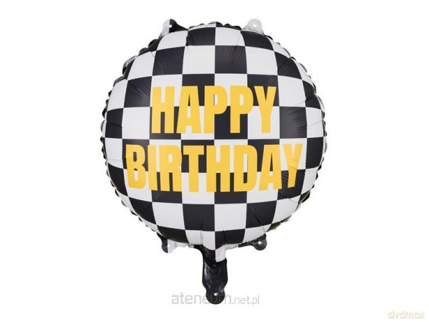 Balon foliowy Szachownica Happy Birthday, 45 cm