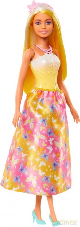 Barbie Księżniczka żółto - różowy strój HRR09