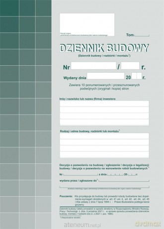 Dziennik budowy 603-S1