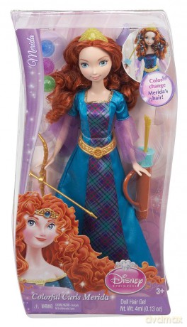 MATTEL Lalka Disney Princess Merida Waleczna kolorowe włosy (Y8214) [ZABAWKA]