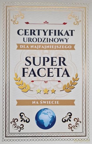 Karnet Certyfikat Urodzinowy Super Faceta