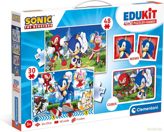 Puzzle 48 + 36 + Memo + 6 klocków Edukit Sonic [PUZZLE]
