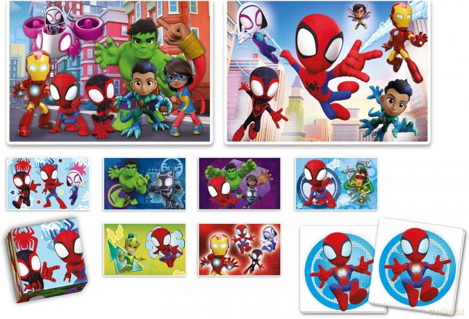 Puzzle 48 + 36 + Memo + 6 klocków Edukit Spidey [PUZZLE]