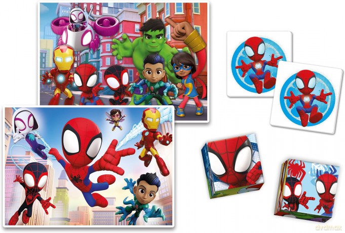 Puzzle 48 + 36 + Memo + 6 klocków Edukit Spidey [PUZZLE]