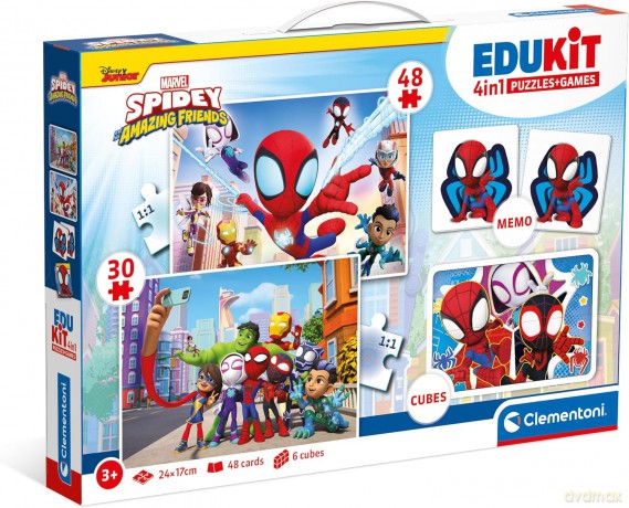Puzzle 48 + 36 + Memo + 6 klocków Edukit Spidey [PUZZLE]