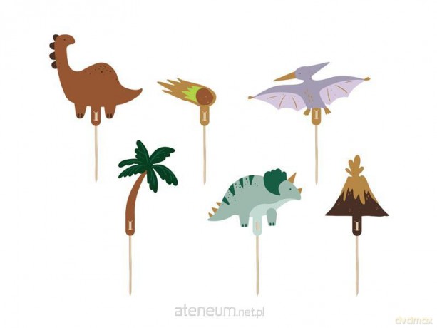 Toppery na tort Dinozaury 8-12 cm 6 szt