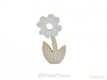 Kwiat drewniany biały 17,5cm