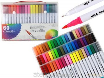 Pisaki dwustronne w organizerze 60szt