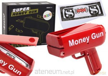 Pistolet na pieniądze strzelający banknotami żółty