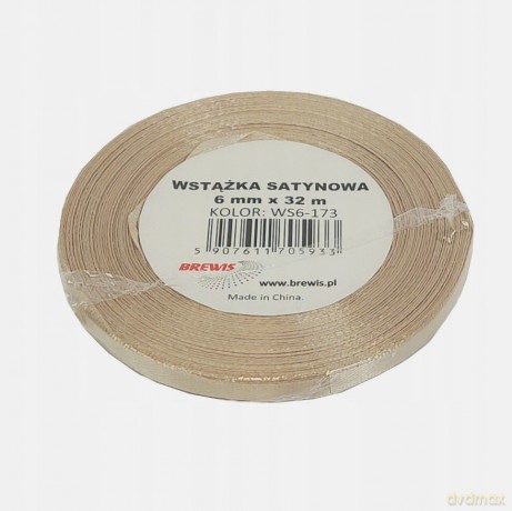 Wstążka satynowa migdałowa 6mm x 32m
