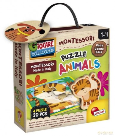 Montessori Puzzle drewniane ze zwierzętami [PUZZLE]