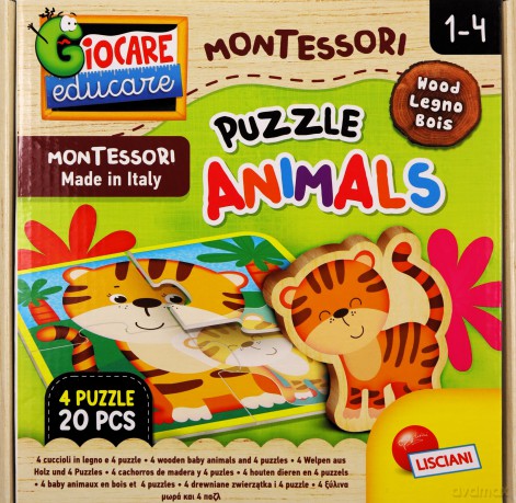 Montessori Puzzle drewniane ze zwierzętami [PUZZLE]