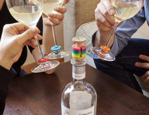 Rainbow Wine Rings + Stopper (BA91)