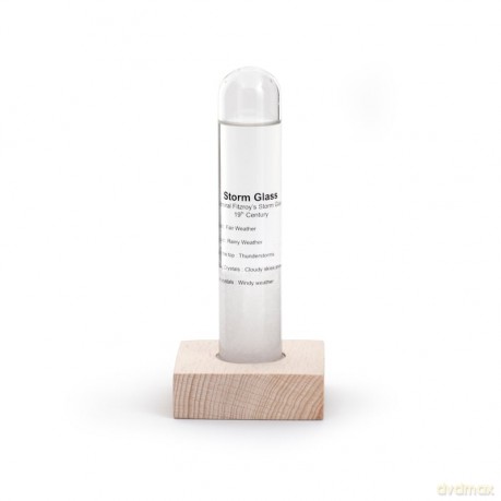 Storm Glass Tube With Beechwood Base (ST71)