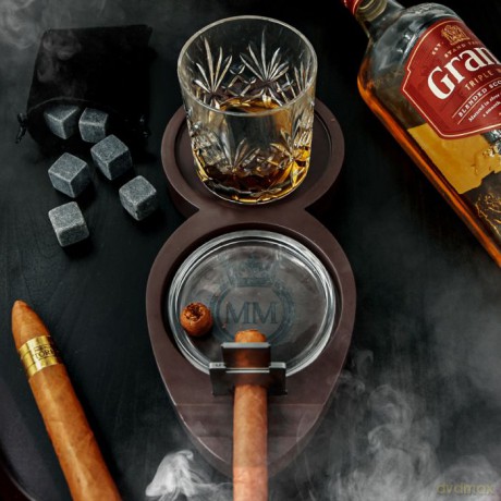 Elagancki zestaw do whisky i cygar taca