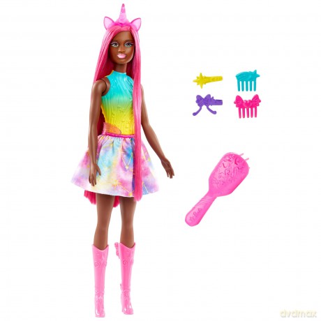 Barbie Lalka Jednorożec długie włosy HRR01