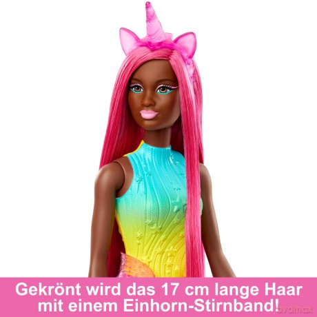 Barbie Lalka Jednorożec długie włosy HRR01