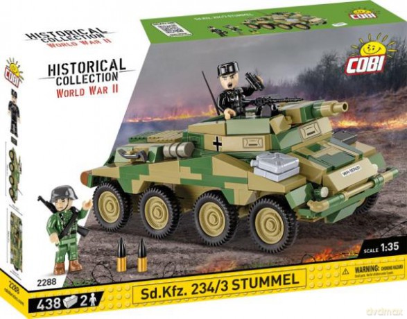 COBI 2288 Historical Collection WWII Sd.Kfz. 234/3 Stummel - niemiecki ciężki samochód opancerzony 438 klocków [KLOCKI]