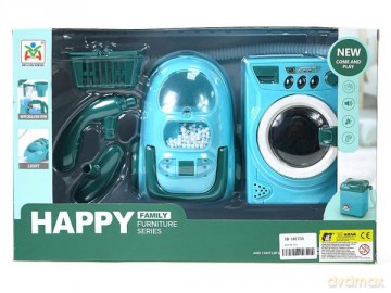 Zestaw AGD (pralka + odkurzacz) z akcesoriami Happy Family 581807