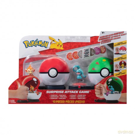 POKEMON Gra Surprise Attack Chimchar Poké Ball vs. Wynaut Friend Ball Seria 3, figurka [FIGURKA]