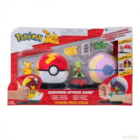 POKEMON Gra Surprise Attack Pikachu Fast Ball vs. Treecko Heal Ball Seria 3, figurka [FIGURKA]