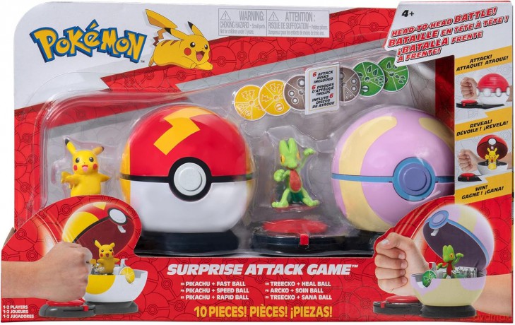 POKEMON Gra Surprise Attack Pikachu Fast Ball vs. Treecko Heal Ball Seria 3, figurka [FIGURKA]